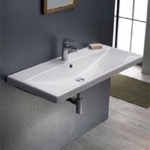 CeraStyle 032200-U Rectangle White Ceramic Wall Mounted or Drop In Sink