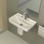 CeraStyle 035100U-S-PED Rectangular White Ceramic Semi-Pedestal Sink