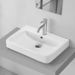 CeraStyle 035300-U/D Drop In Sink - Modern, 22 Inch, Curved, Ceramic