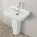 CeraStyle 035300U-PED Rectangular White Ceramic Pedestal Sink