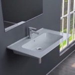 CeraStyle 042000-U Rectangular White Ceramic Wall Mounted Sink