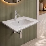 CeraStyle 047200-U Wall Mount Sink - 22 Inch, Rectangular, Modern, Ceramic