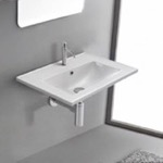 CeraStyle 047200-U Rectangular White Ceramic Wall Mount or Drop In Bathroom Sink