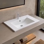 CeraStyle 047500-U/D Drop In Sink - ADA, 32 Inch, Rectangular, Modern, Ceramic