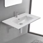 CeraStyle 047500-U Rectangular White Ceramic Wall Mount or Drop In Bathroom Sink