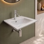 CeraStyle 067700-U Wall Mount Sink - Modern, Rectangular, 18 Inch, Ceramic