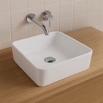 CeraStyle 076000-U Square Vessel Sink, White Ceramic