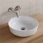 CeraStyle 076100-U Vessel Sink, Round, White Ceramic