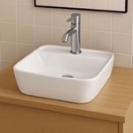 CeraStyle 076300-U Rectangular White Ceramic Vessel Sink
