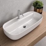 CeraStyle 077300-U Vessel Sink - 32 Inch, Oval, Modern, Ceramic