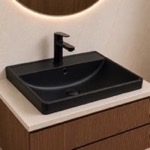 CeraStyle 077807-U/D-97 Black Ceramic Bathroom Sink, Drop In
