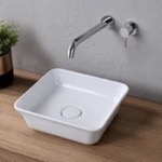 CeraStyle 079900-U Vessel Sink, Square, White Ceramic