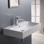 CeraStyle 080000-U Rectangular White Ceramic Wall Mounted or Vessel Bathroom Sink
