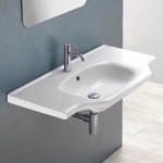 CeraStyle 081200-U Rectangular White Ceramic Wall Mounted or Drop In Bathroom Sink