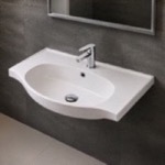 CeraStyle 082200-U Rectangular White Ceramic Wall Mounted or Drop In Bathroom Sink