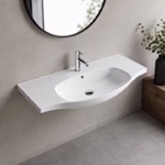 CeraStyle 082600-U Rectangular White Ceramic Wall Mounted or Drop In Bathroom Sink