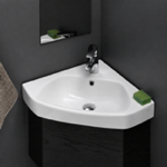 CeraStyle 001900-U Wall Mount Sink - Corner, 25 Inch, Modern, Ceramic