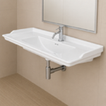 CeraStyle 036500-U Rectangular White Ceramic Wall Mounted Bathroom Sink