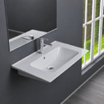 CeraStyle 041900-U Wall Mount Sink - 20 Inch, Rectangular, Modern, Ceramic