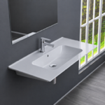 CeraStyle 042300-U Rectangular White Ceramic Wall Mounted Sink