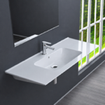 CeraStyle 042500-U Rectangular White Ceramic Wall Mounted Sink