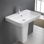 CeraStyle 079600U-PED Rectangular White Ceramic Pedestal Sink