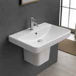 CeraStyle 079600U-S-PED Rectangular White Ceramic Semi-Pedestal Sink