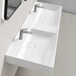 CeraStyle 037700-U Double Ceramic Wall Mounted or Drop In Sink