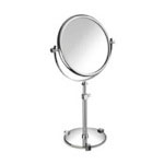Windisch 99526B Chrome or Gold Finish Pedestal Double Face with White Crystals 3x or 5x Magnifying Mirror