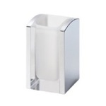 Gedy 1198-00 Transparent and Chrome Thermoplastic Resins Square Toothbrush Holder