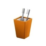 Gedy 1510-67 Square Orange Faux Leather Toothbrush Holder