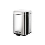 Waste Basket, Gedy 2309-13, Square Polished Chrome Waste Bin With Pedal