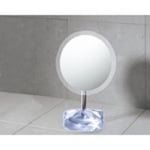 Gedy 4607-73 Magnifying Mirror with Round Silver Finish Colored Base