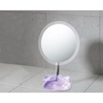 Gedy 4607-79 Magnifying Mirror with Round Lilac Colored Base