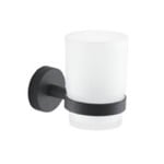 Gedy 2310-14 Frosted Glass Toothbrush Holder With Matte Black Wall Mount