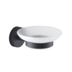 Gedy 2311-14 Frosted Glass Soap Dish With Matte Black Wall Mount