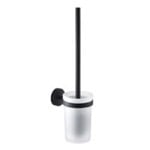 Gedy 2333-03-14 Frosted Glass Matte Black Mounted Toilet Brush Holder