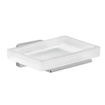 Gedy 4411-13 Frosted Glass Soap Dish With Chrome Mounting