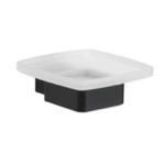 Soap Dish, Gedy 5411-M4, Wall Mounted Frosted Glass Soap Dish With Matte Black Base