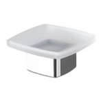 Soap Dish, Gedy 5451-13, Square Frosted Glass Soap Dish with Polished Chrome Base