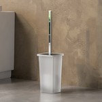 Gedy 5733-02 Square White Glass Toilet Brush Holder