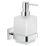 Gedy A081-13 Wall Frosted Glass Soap Dispenser With Chrome Mounting
