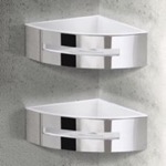 Gedy 7780B-23 Set of Chrome Corner Shower Baskets With White Inserts