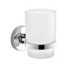 Toothbrush Holder, Gedy FE10-13, Wall Mounted Frosted Glass Toothbrush Holder With Chrome Mounting