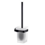 Toilet Brush, Gedy ST33-03-14, Wall Mounted Frosted Glass Matte Black Toilet Brush Holder