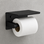 Modern Matte Black Toilet Paper Holder With Shelf