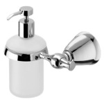 Gedy LI81-13 Frosted Glass Soap Dispenser with Polished Chrome Wall Mount and Hand Pump