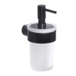 Soap Dispenser, Gedy PI81-14, Wall Mount Frosted Glass Soap Dispenser With Matte Black Mount