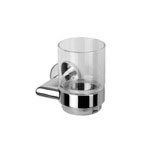 Geesa 6502-02 Wall Mounted Glass Tumbler with Chrome Holder