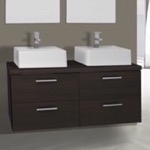 Iotti AN55 Double Bathroom Vanity, Floating, 45 Inch, Wenge